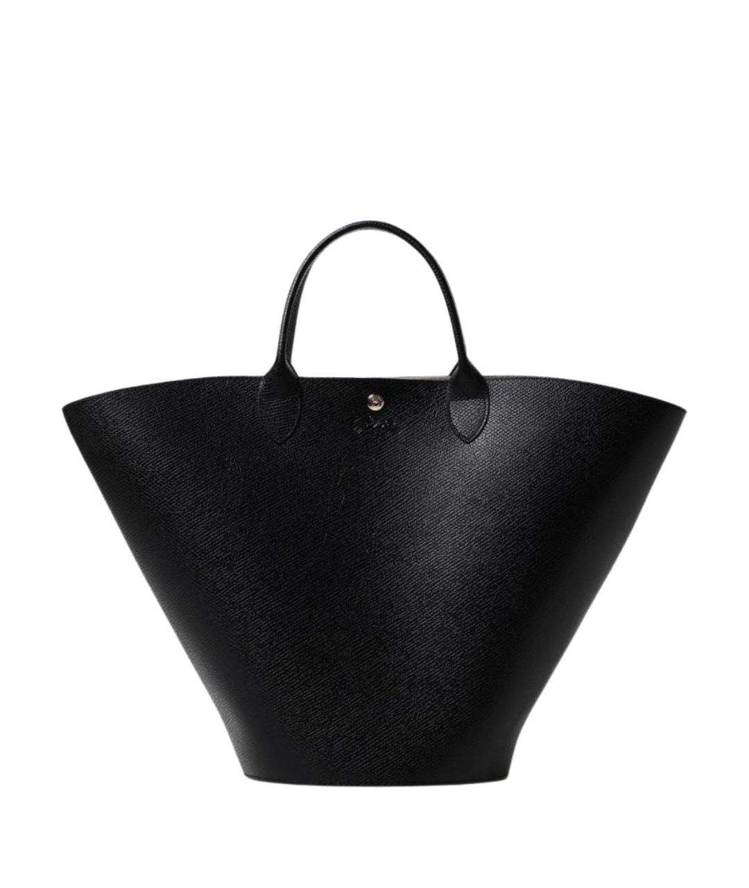 LONGCHAMP Черная кожаная сумка тоут, фото 1