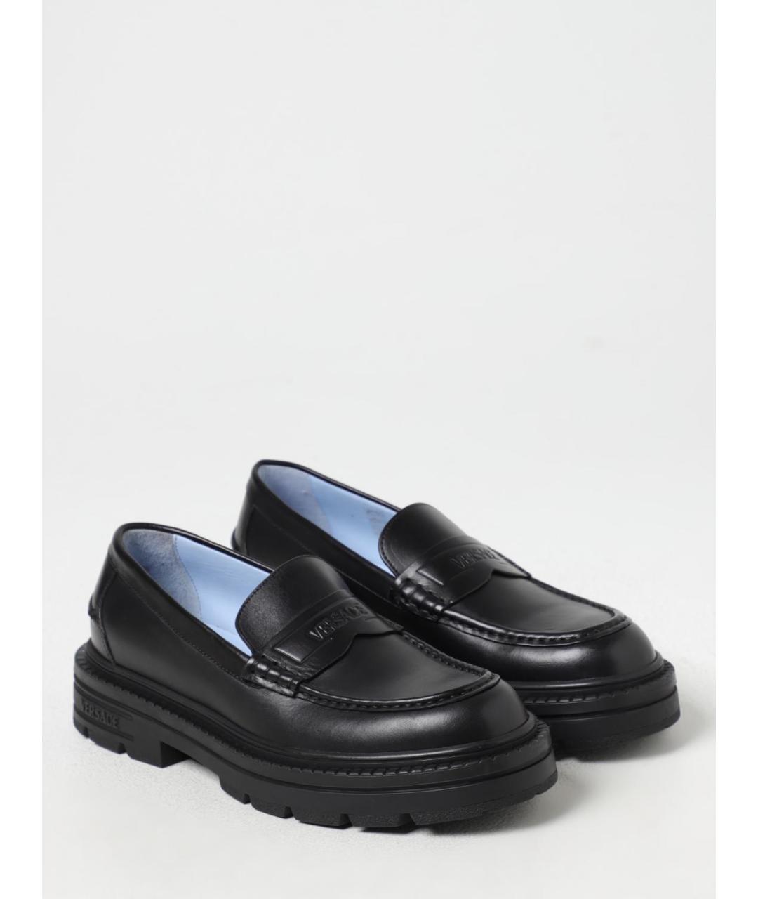 VERSACE Черные кожаные лоферы, фото 2