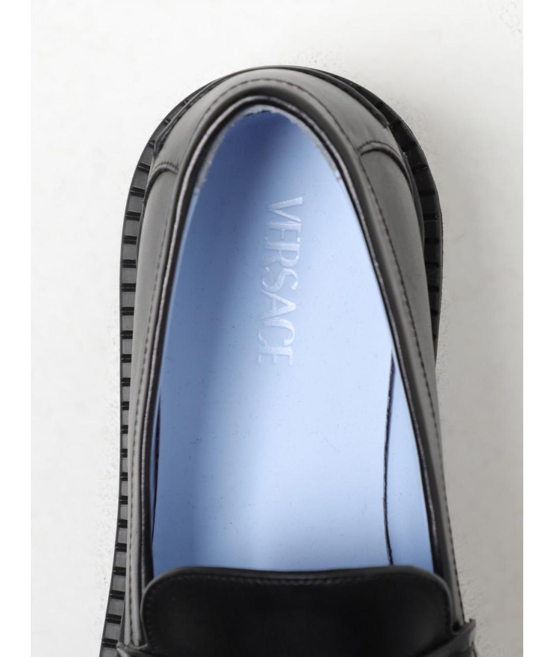 VERSACE Черные кожаные лоферы, фото 4