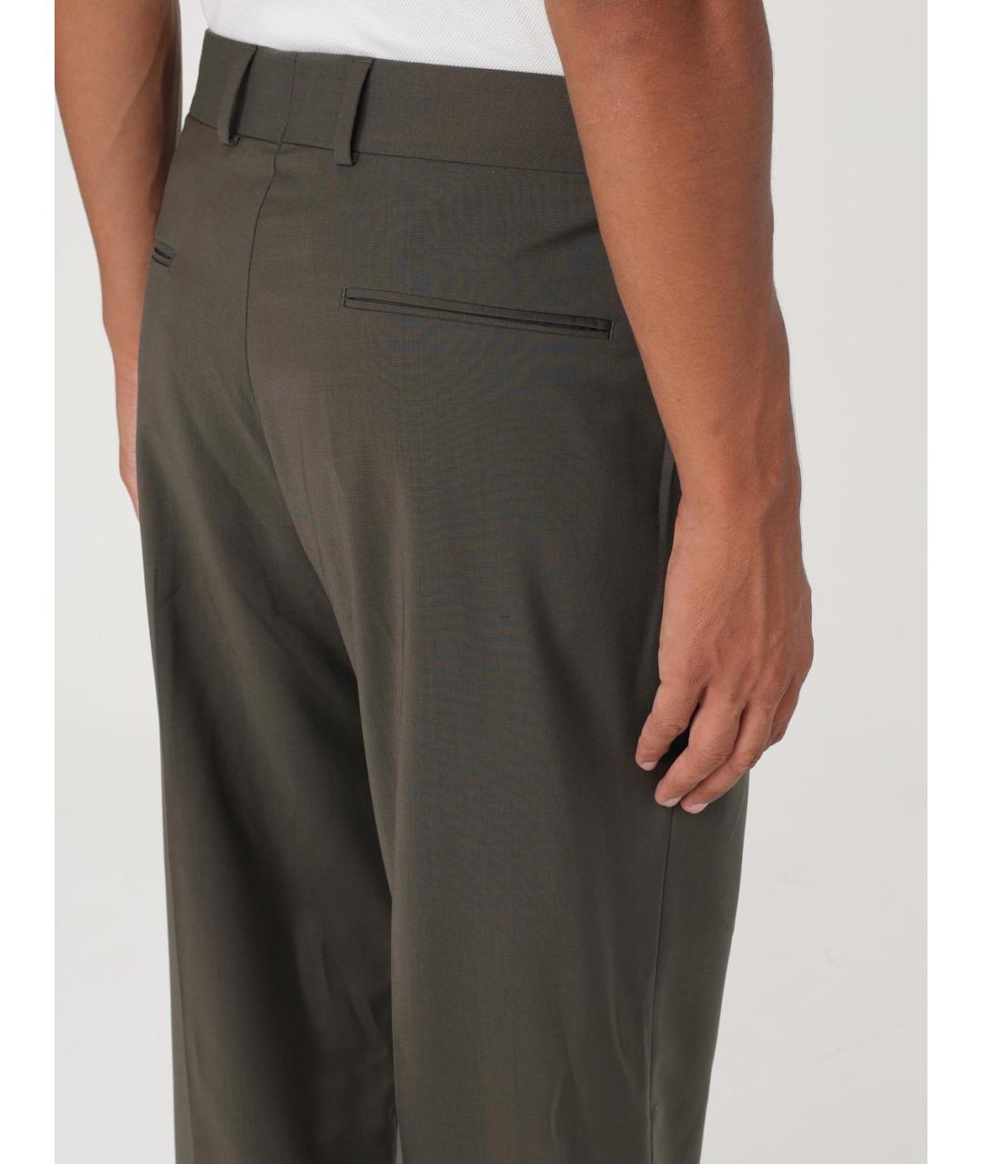 FENDI Зеленые шерстяные повседневные брюки, фото 5