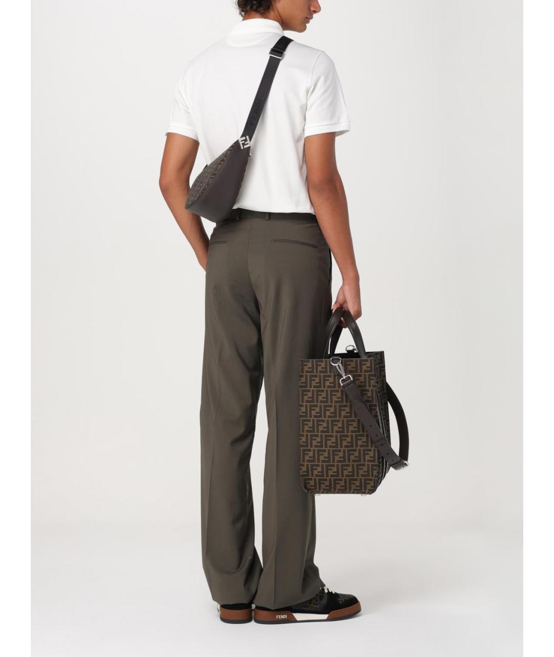 FENDI Зеленые шерстяные повседневные брюки, фото 2