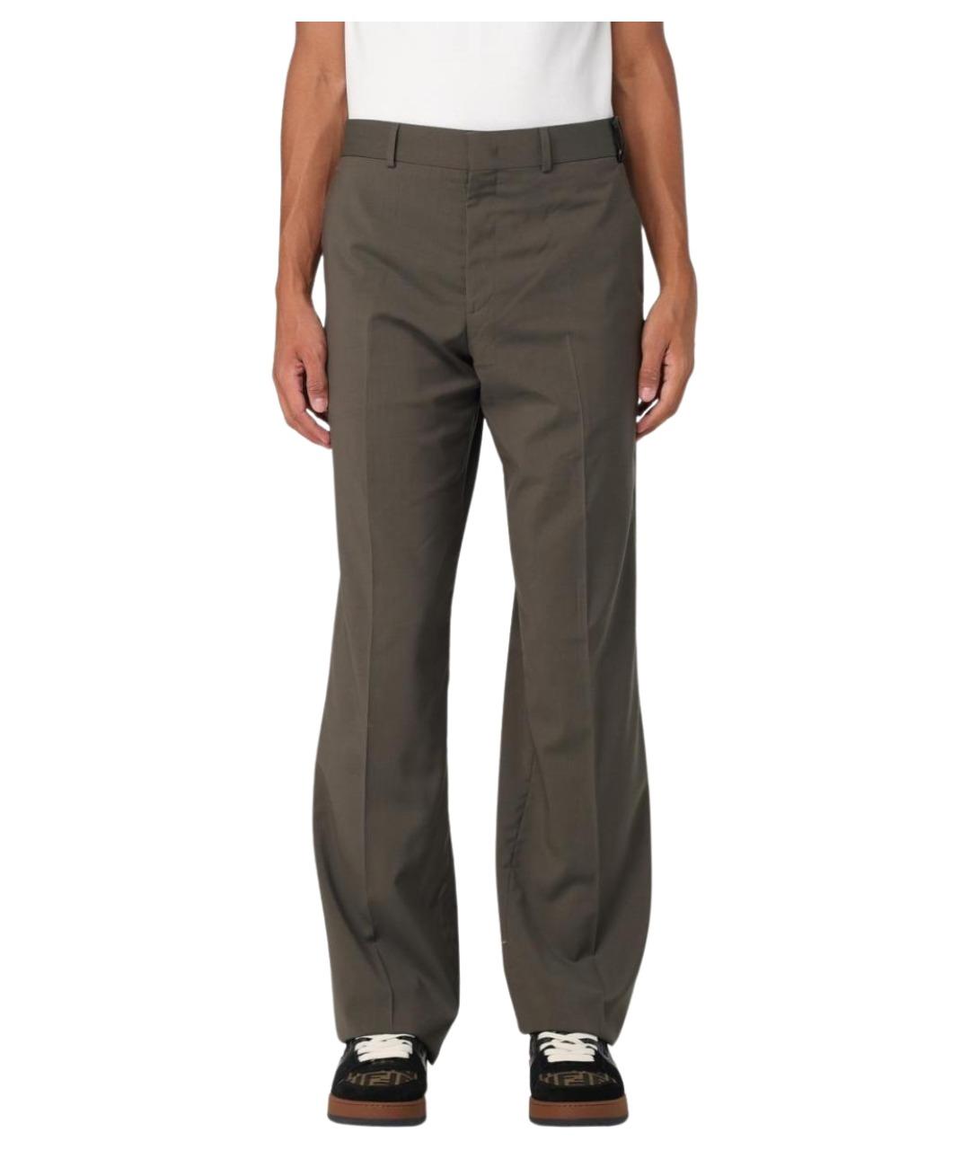 FENDI Зеленые шерстяные повседневные брюки, фото 1