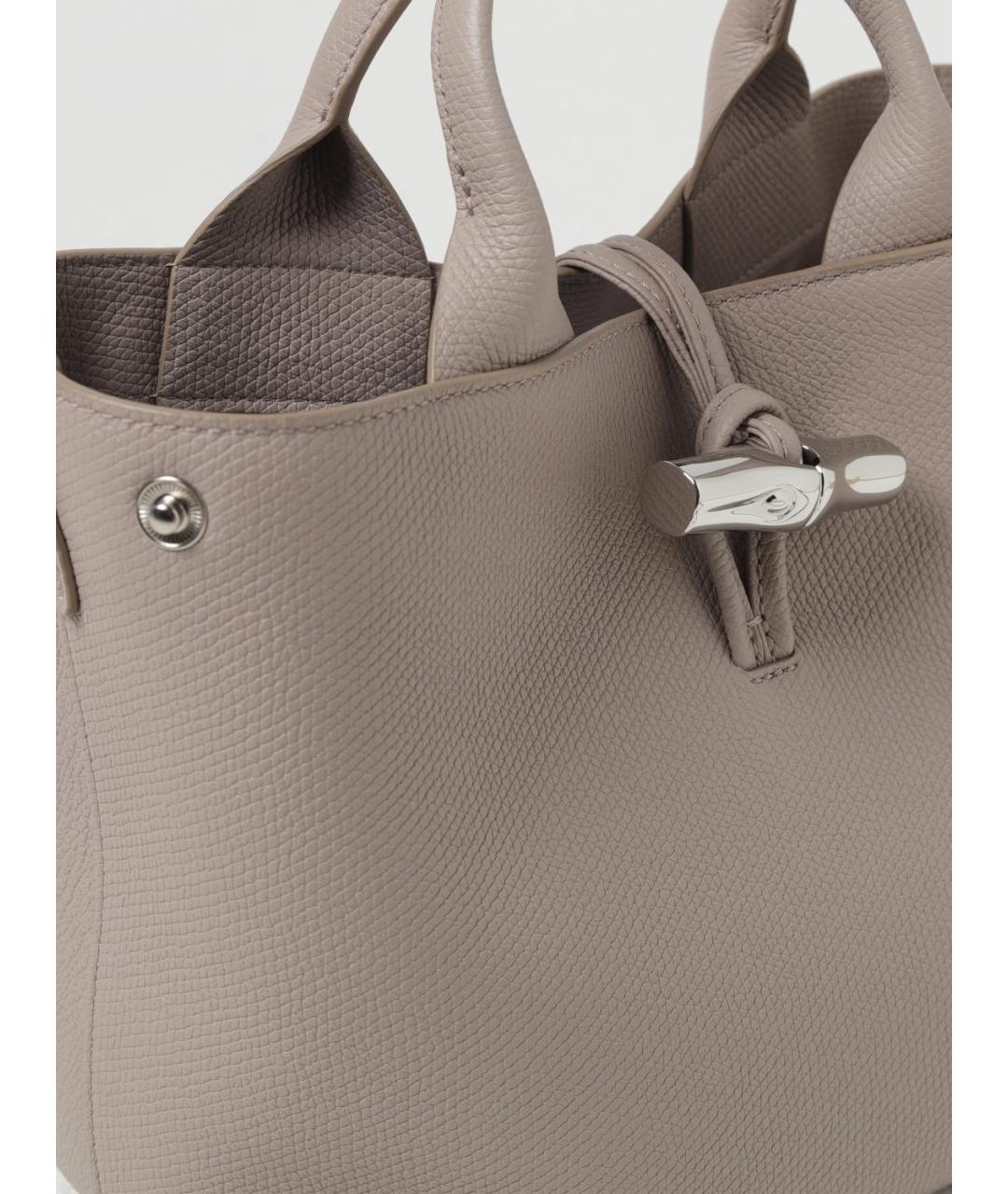 LONGCHAMP Серая кожаная сумка тоут, фото 3