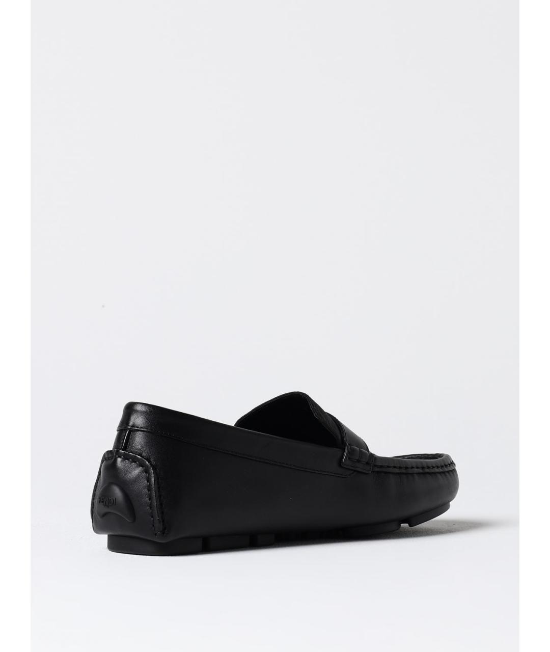FENDI Черные кожаные мокасины, фото 3