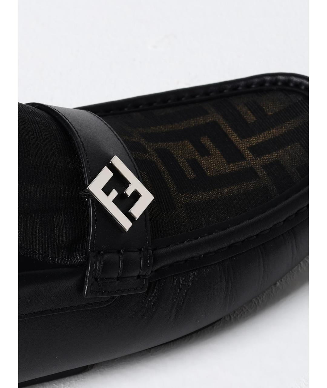 FENDI Черные кожаные мокасины, фото 4