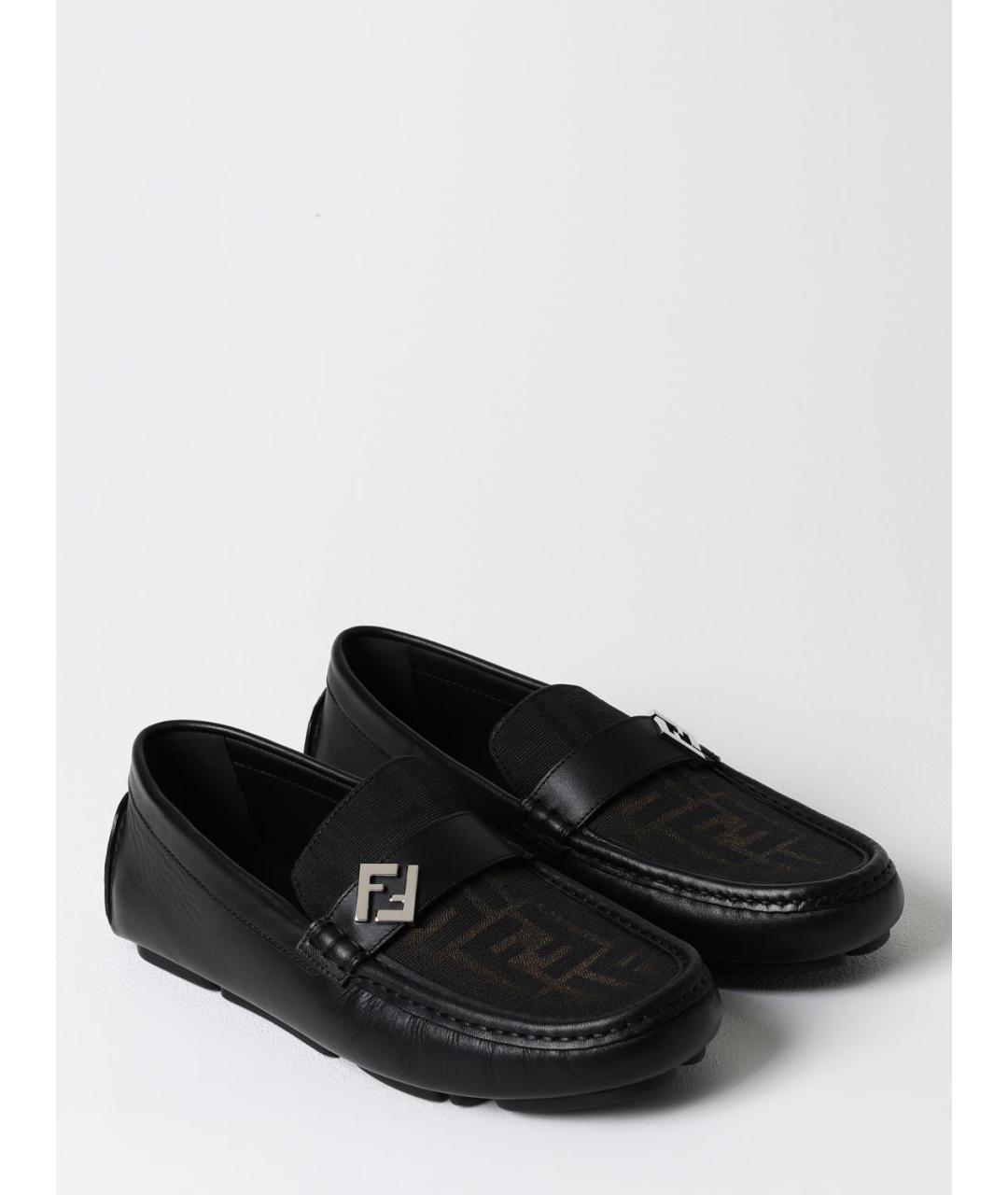 FENDI Черные кожаные мокасины, фото 2