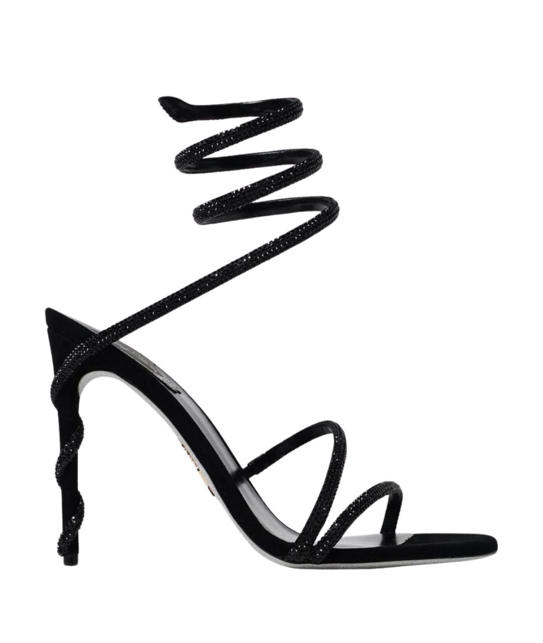 RENE CAOVILLA Черные текстильные босоножки, фото 1