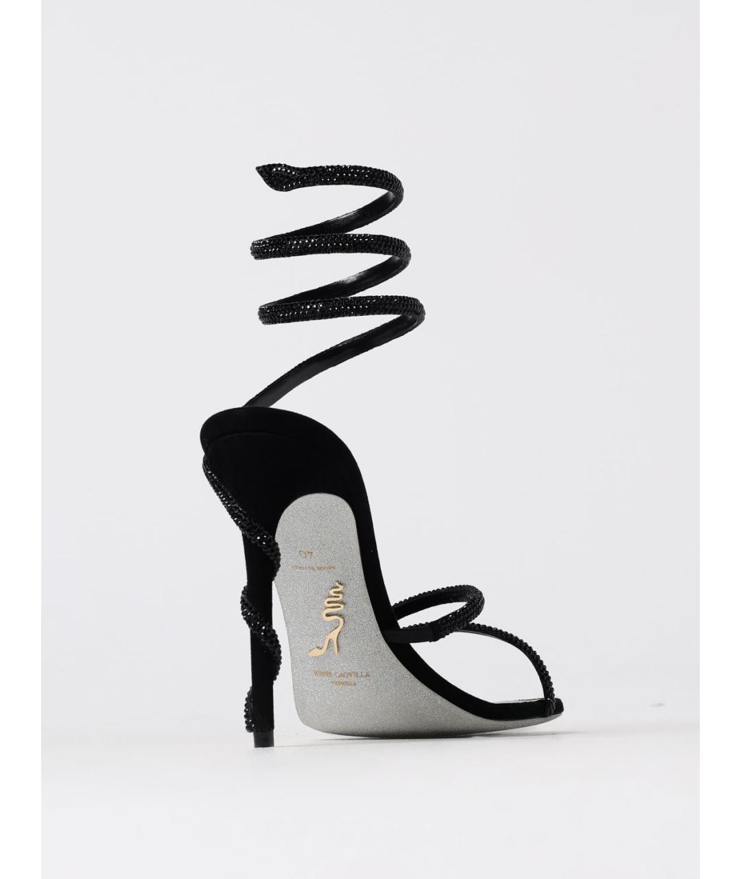 RENE CAOVILLA Черные текстильные босоножки, фото 3