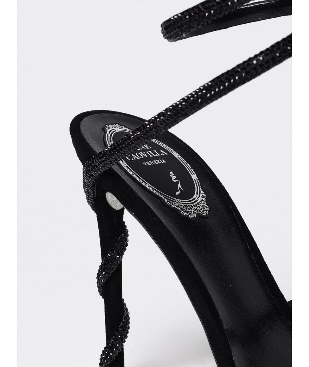 RENE CAOVILLA Черные текстильные босоножки, фото 4