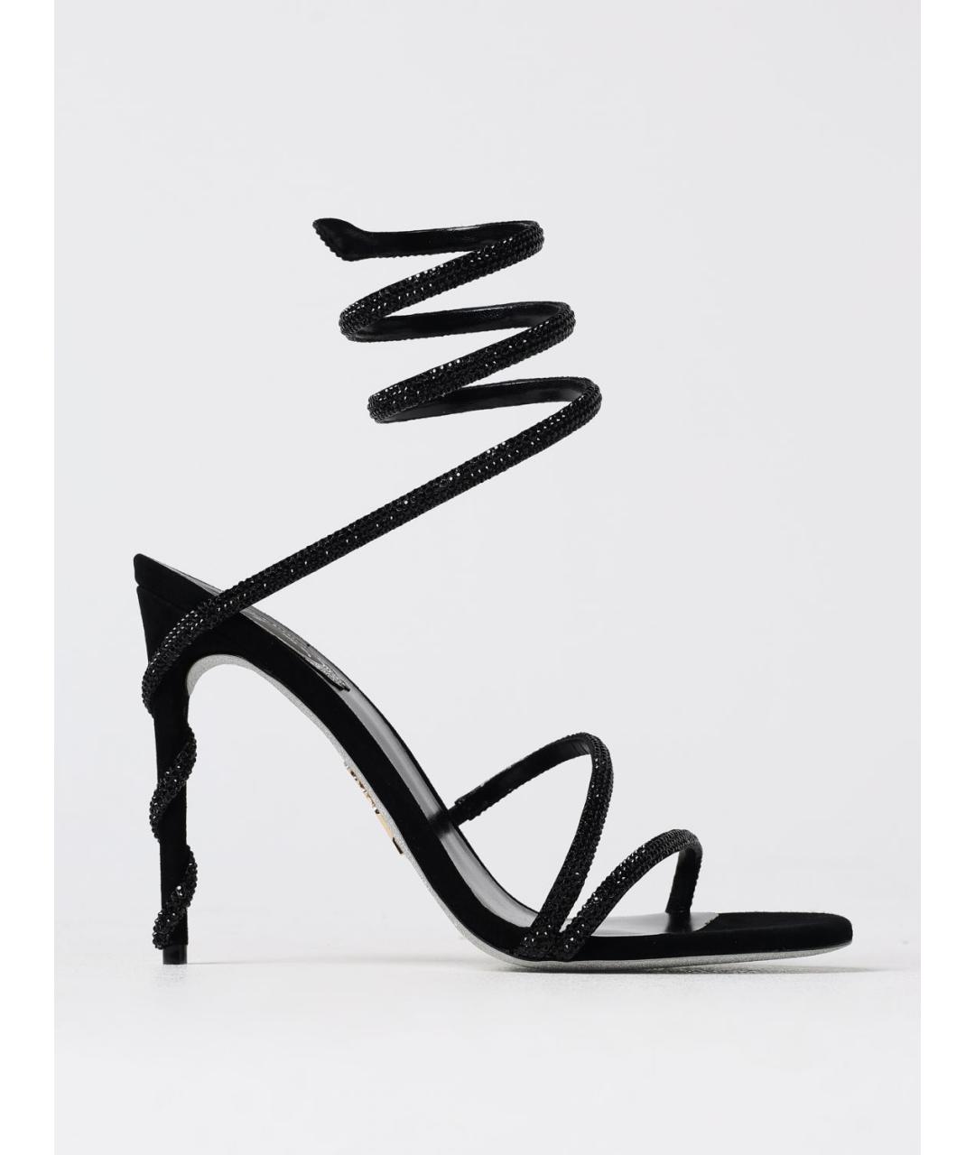 RENE CAOVILLA Черные текстильные босоножки, фото 5
