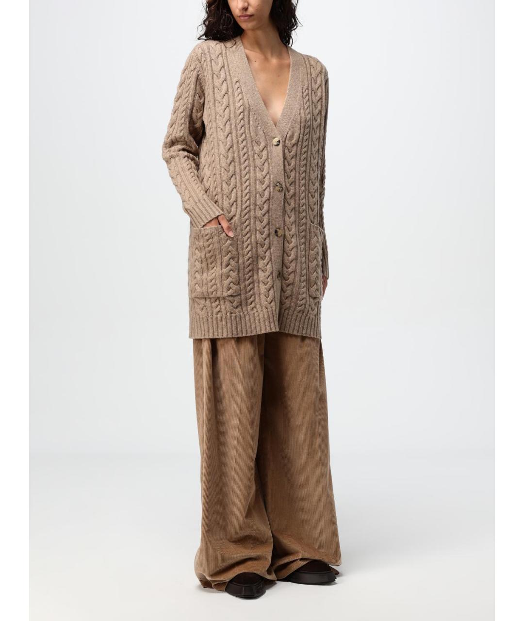 MAX MARA Коричневый шерстяной кардиган, фото 2