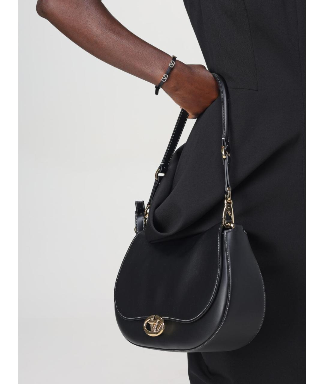 VALENTINO Черная кожаная сумка через плечо, фото 2