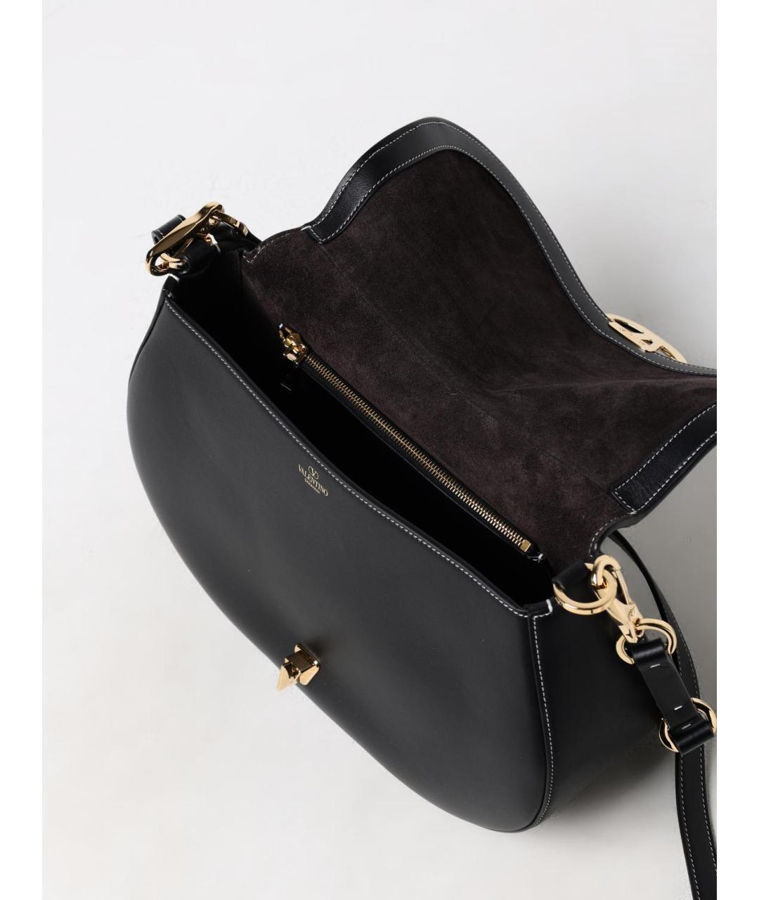 VALENTINO Черная кожаная сумка через плечо, фото 5
