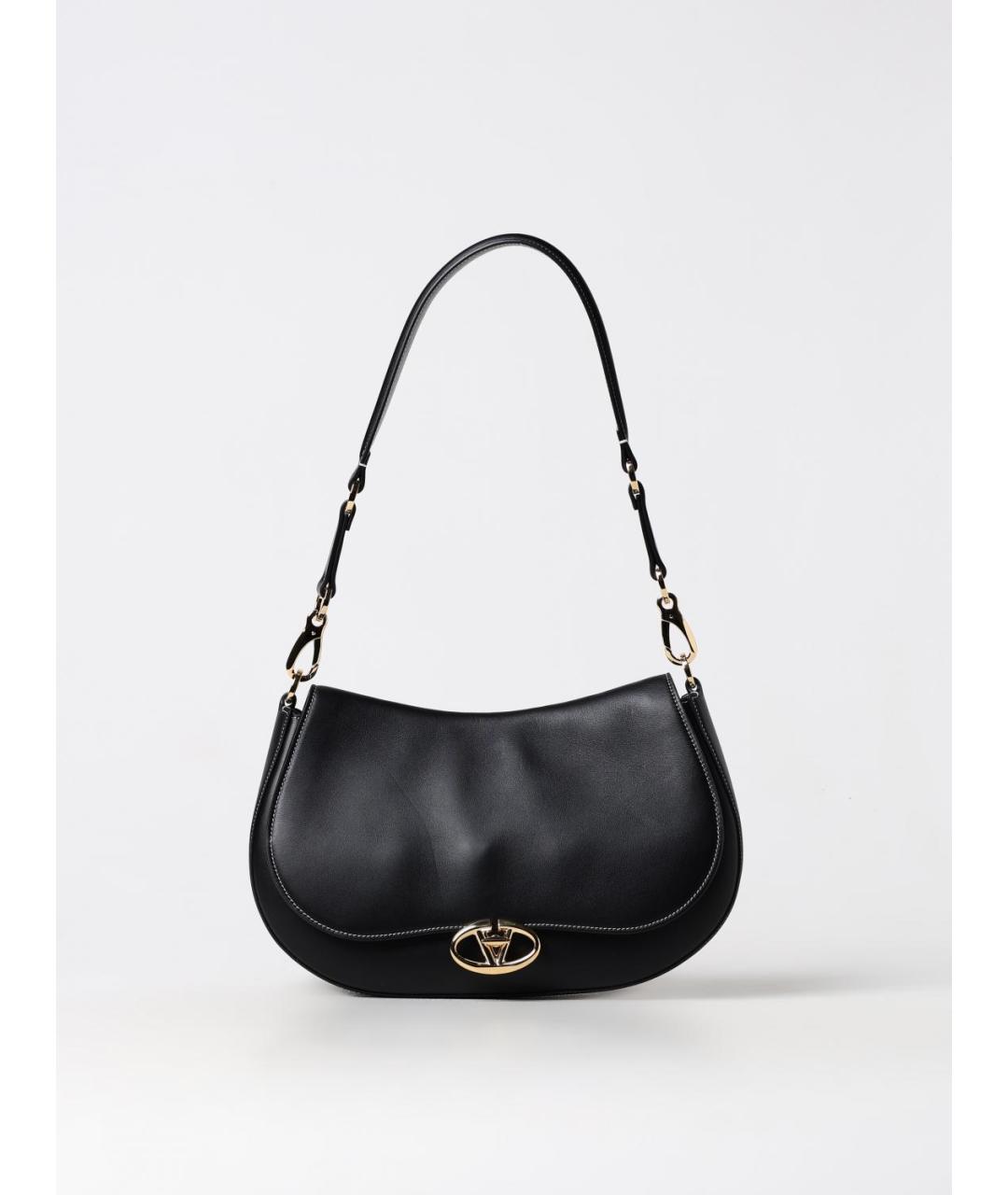 VALENTINO Черная кожаная сумка через плечо, фото 6