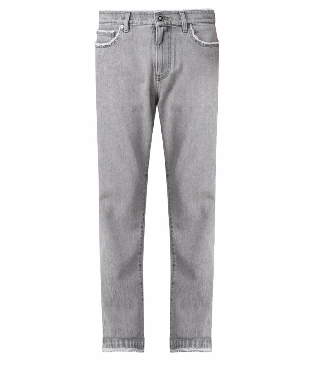 VERSACE Серые хлопковые прямые джинсы, фото 1