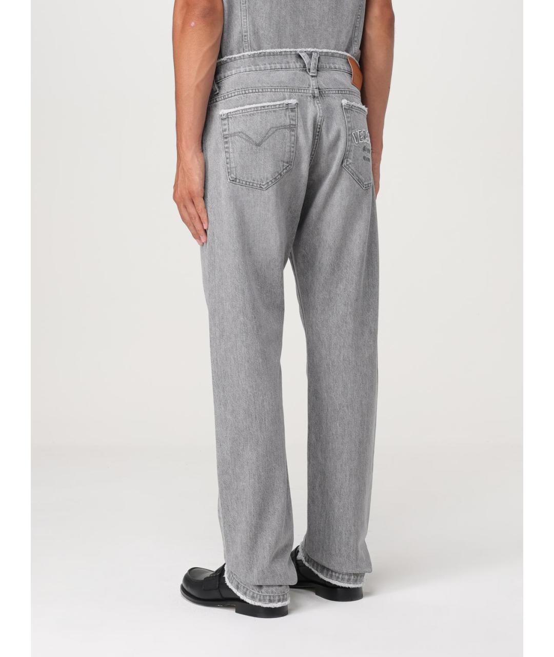 VERSACE Серые хлопковые прямые джинсы, фото 3