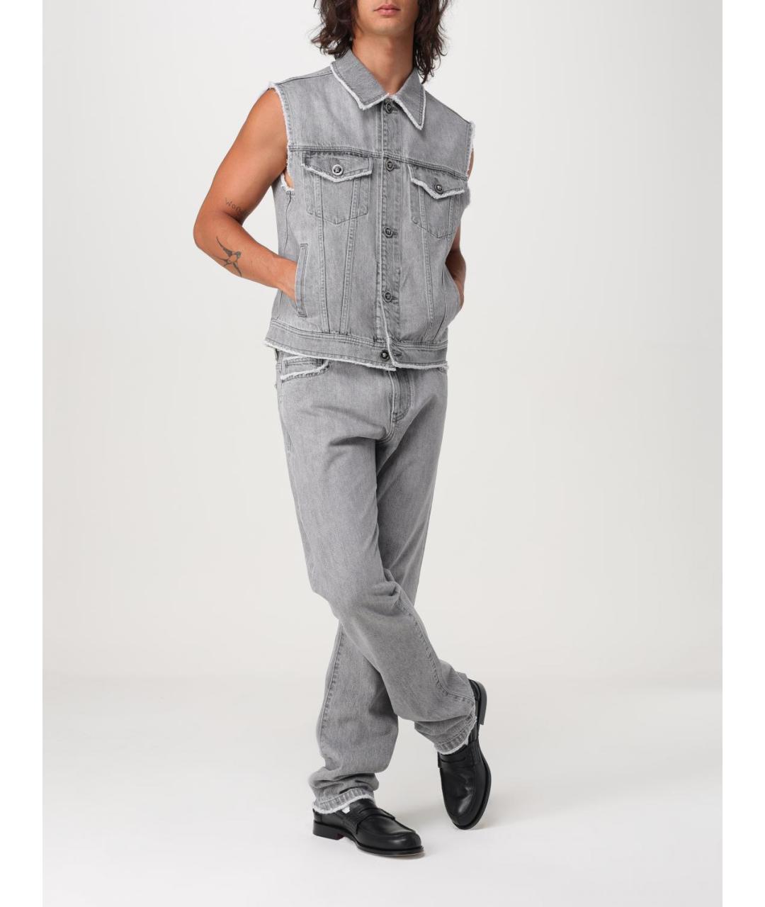 VERSACE Серые хлопковые прямые джинсы, фото 2