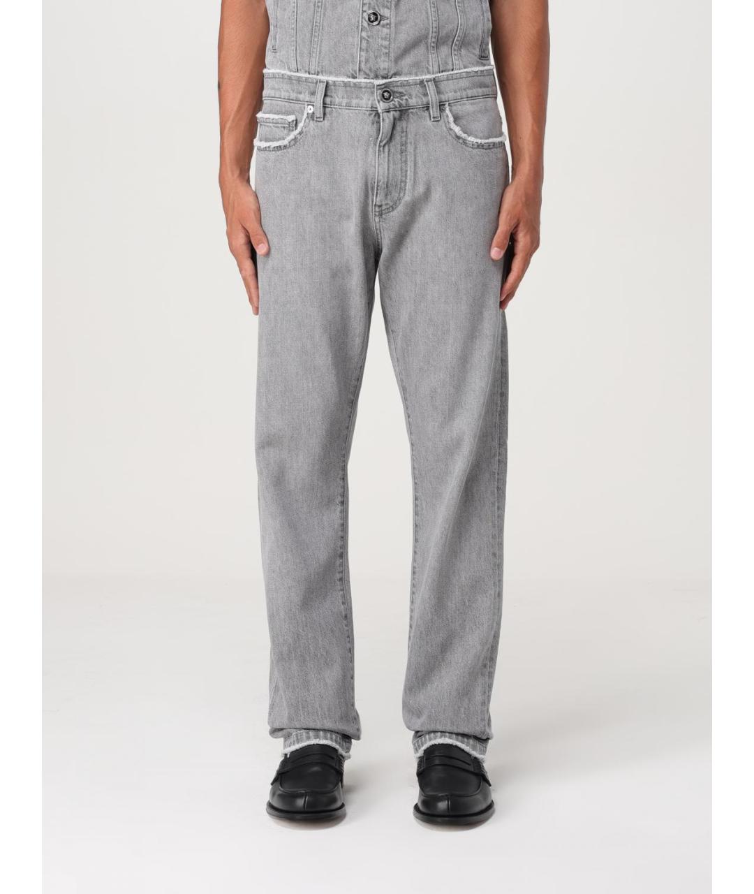 VERSACE Серые хлопковые прямые джинсы, фото 6