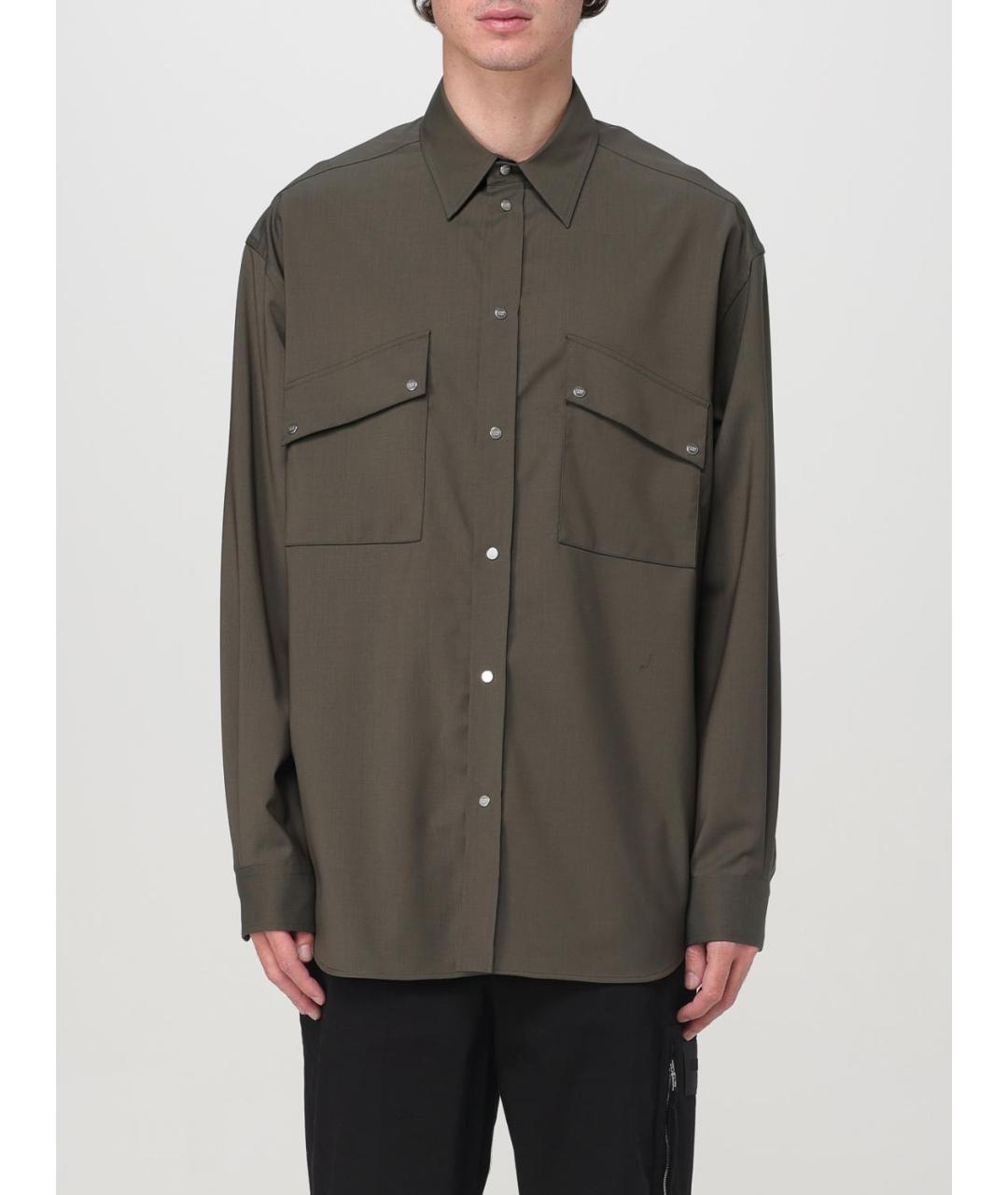 FENDI Зеленая шерстяная кэжуал рубашка, фото 6