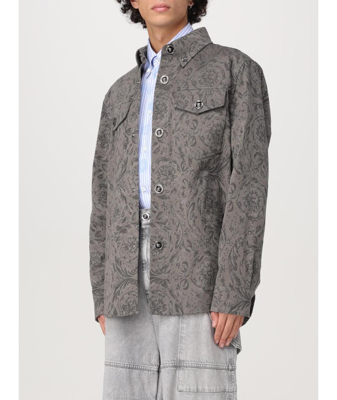 VERSACE Серая хлопковая куртка, фото 5