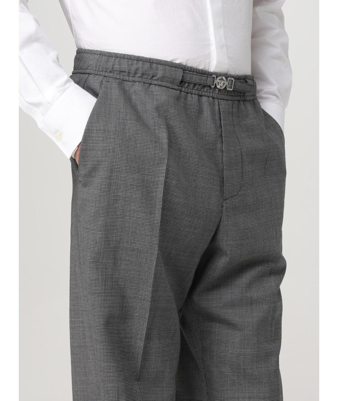 VERSACE Серые шерстяные повседневные брюки, фото 5