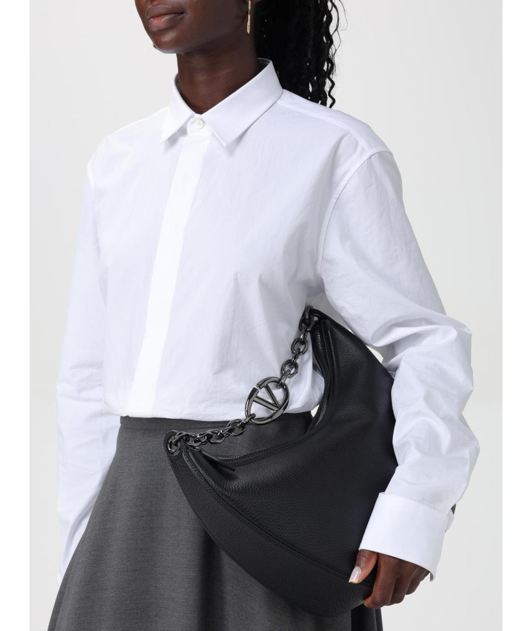 VALENTINO Черная кожаная сумка на плечо, фото 2