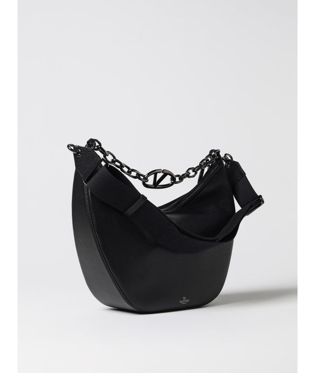 VALENTINO Черная кожаная сумка на плечо, фото 3