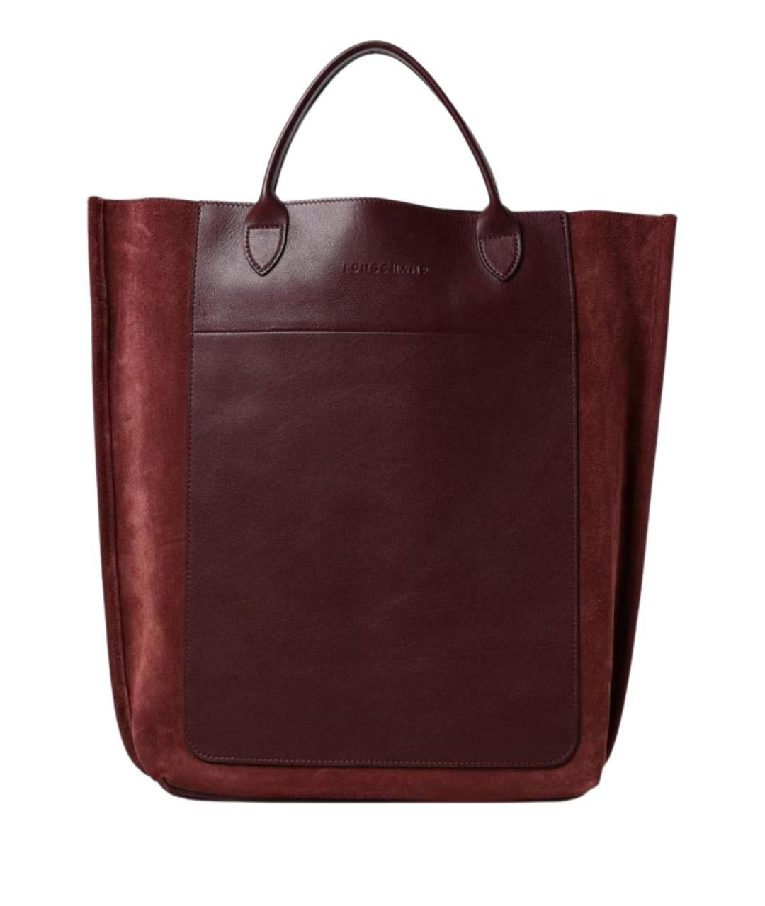 LONGCHAMP Бордовая замшевая сумка тоут, фото 1