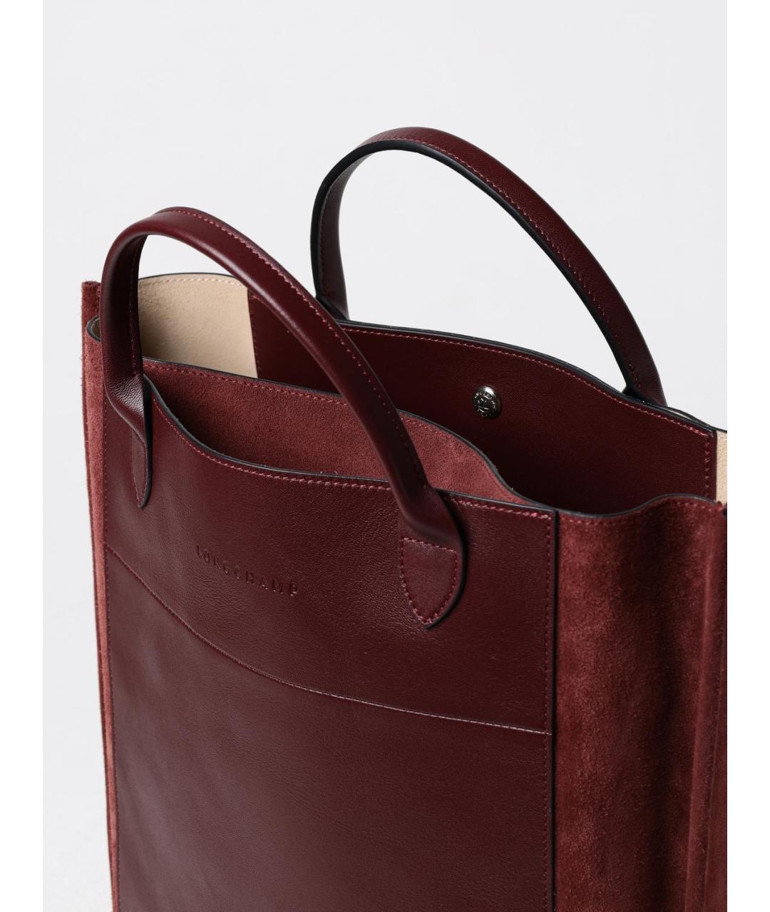 LONGCHAMP Бордовая замшевая сумка тоут, фото 3
