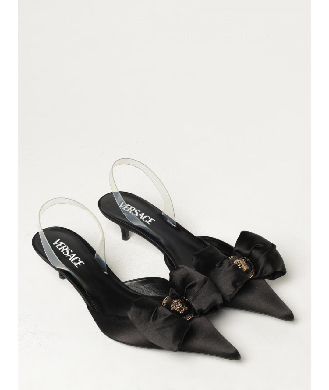 VERSACE Черные текстильные мюли, фото 2