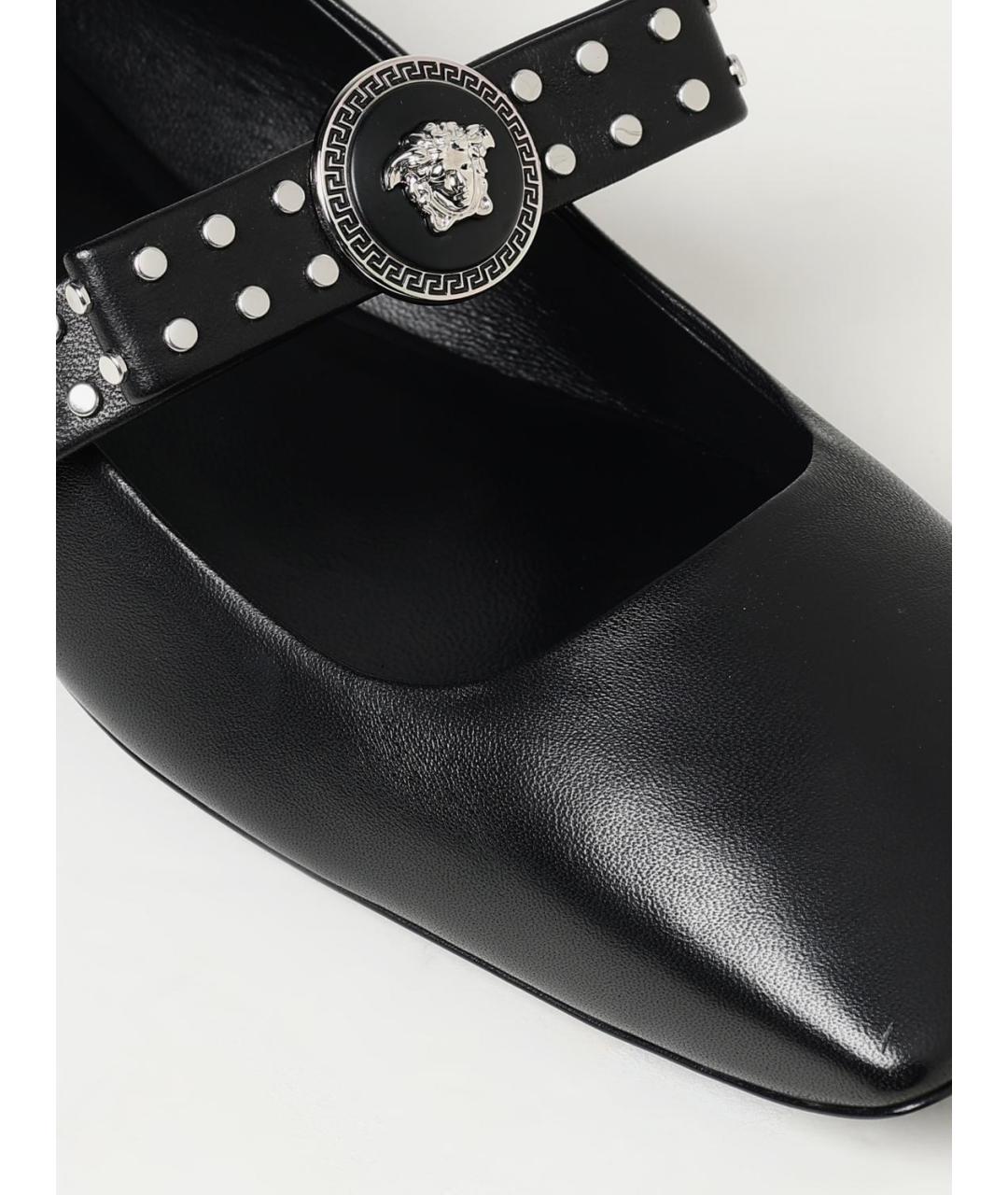 VERSACE Черные кожаные балетки, фото 4