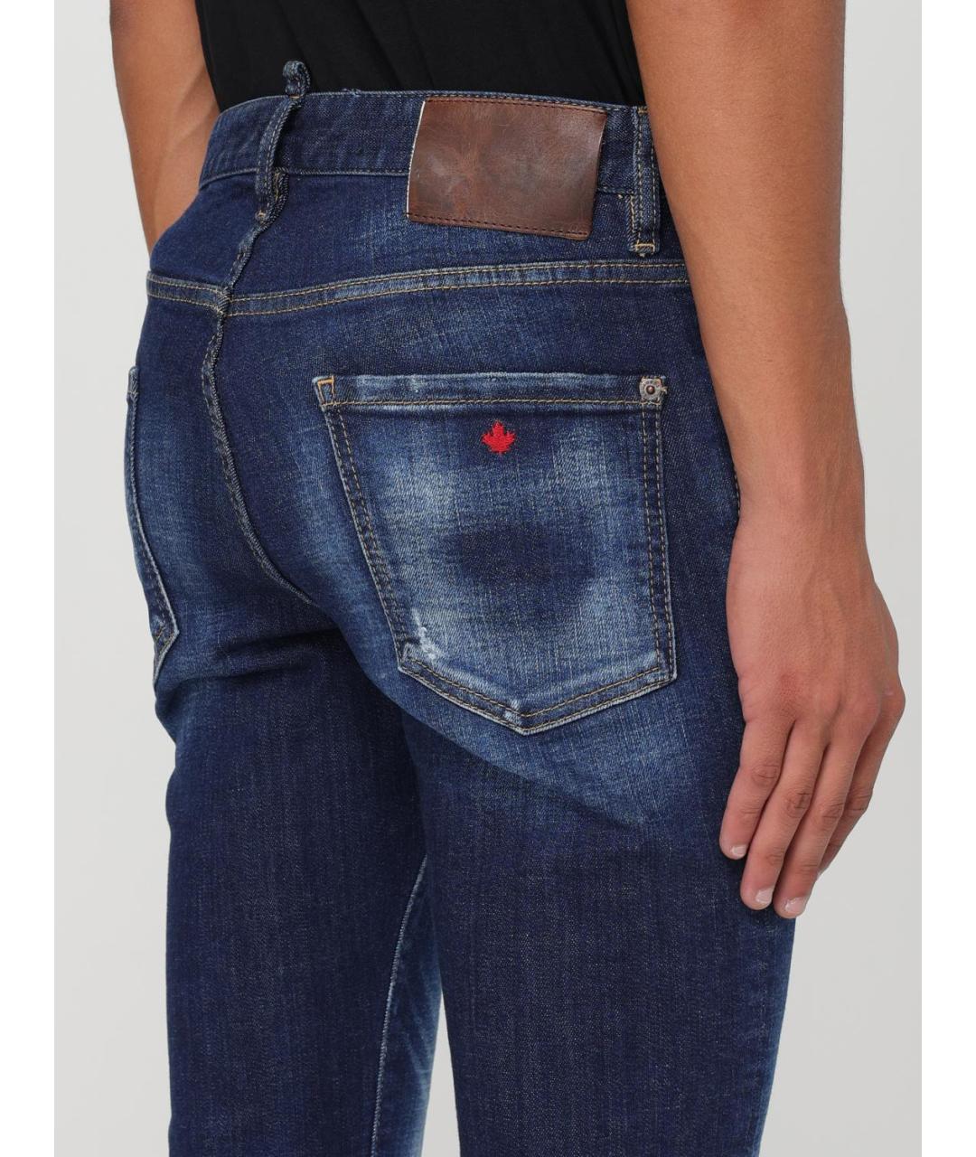 DSQUARED2 Синие хлопко-полиэстеровые джинсы скинни, фото 4