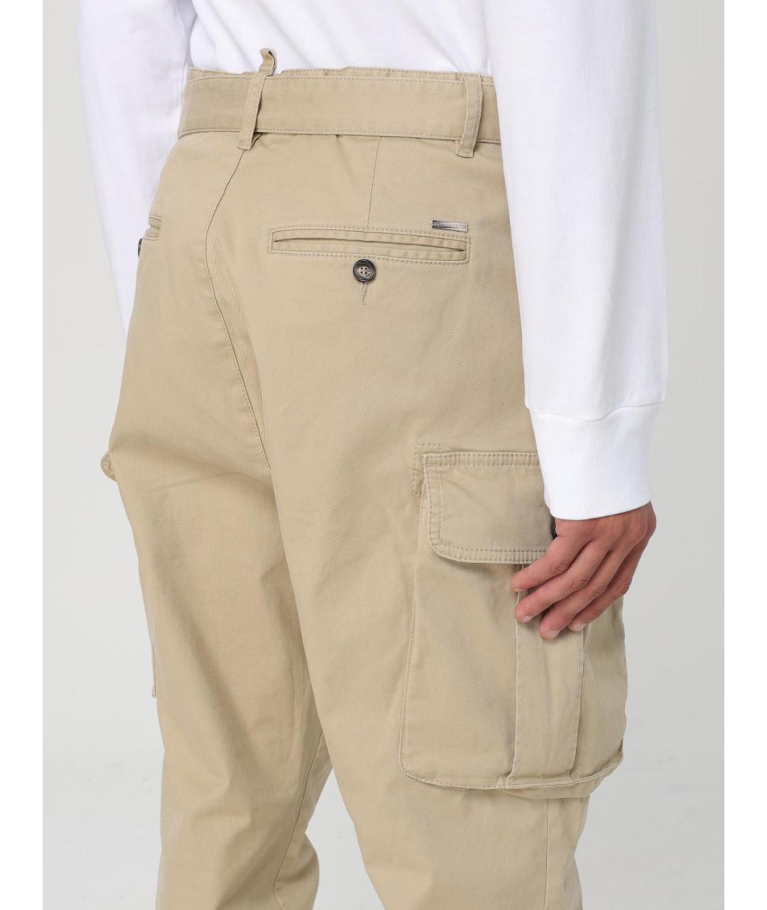 DSQUARED2 Бежевые хлопковые повседневные брюки, фото 4