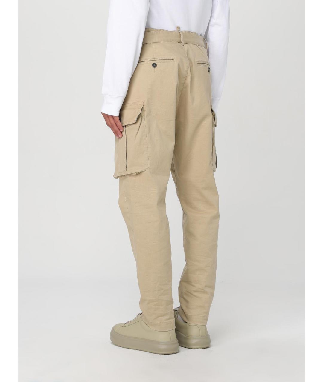 DSQUARED2 Бежевые хлопковые повседневные брюки, фото 3