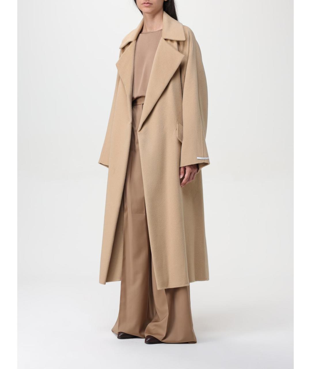 SPORTMAX Бежевое шерстяное пальто, фото 4