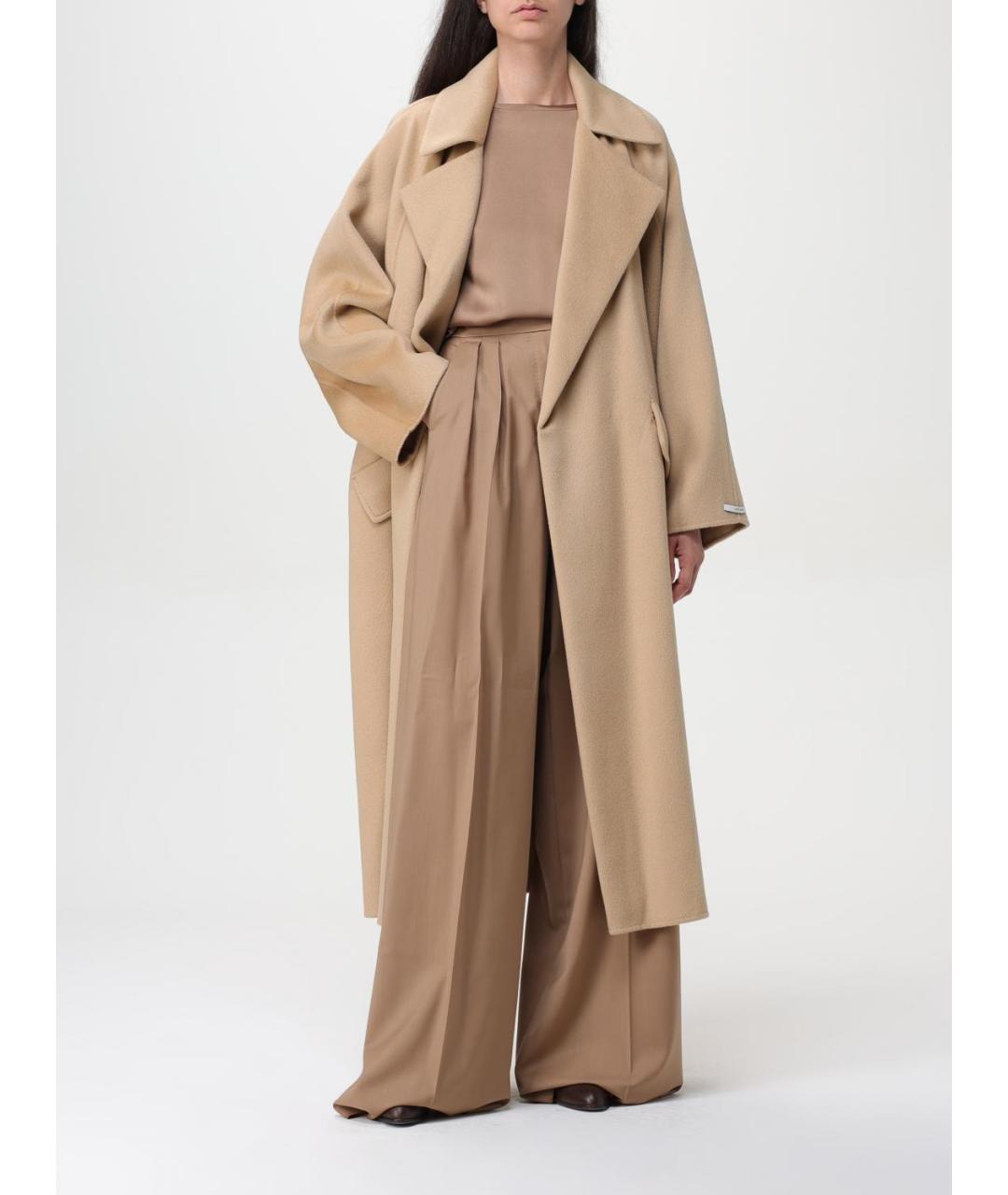 SPORTMAX Бежевое шерстяное пальто, фото 2