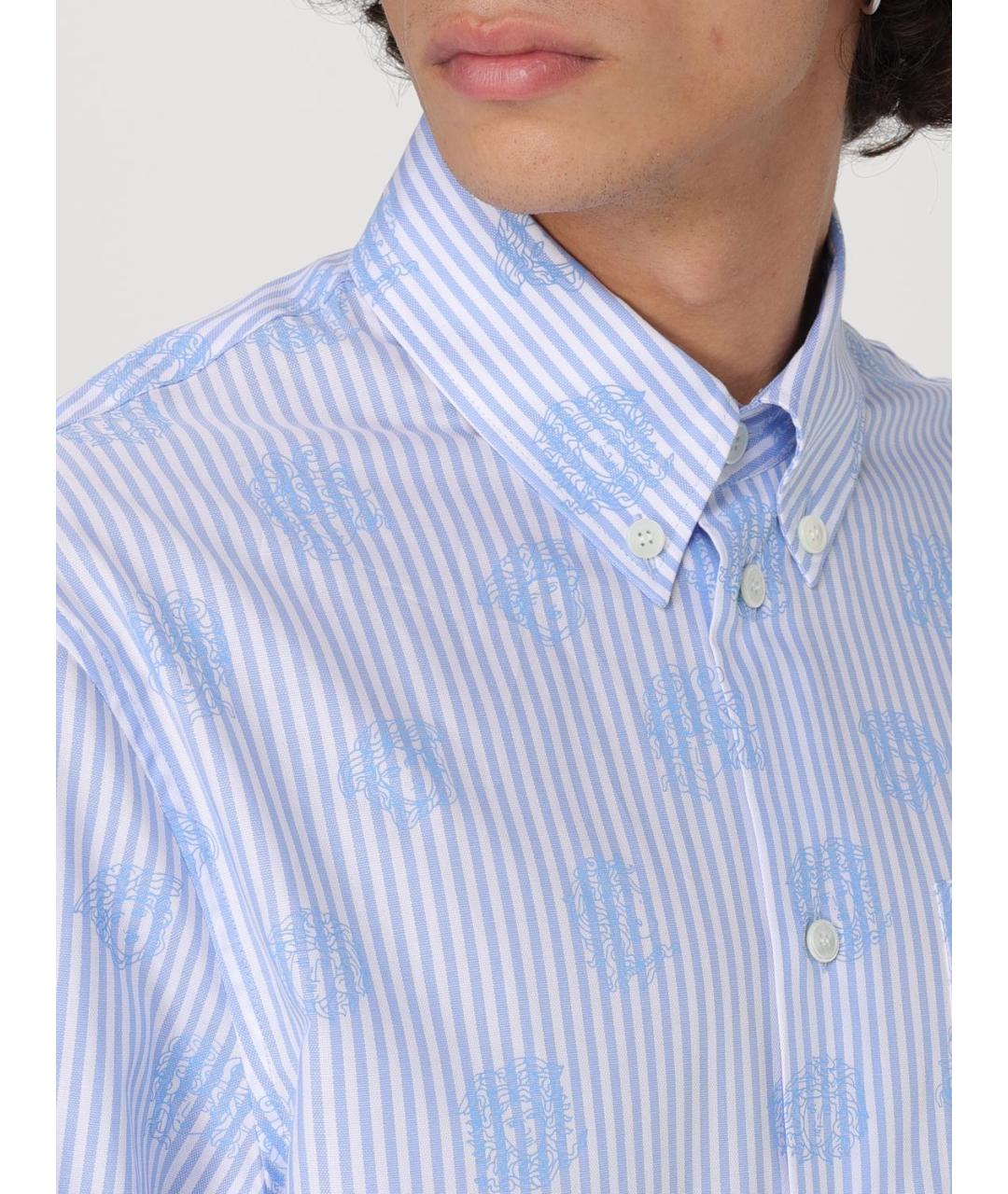 VERSACE Голубая хлопковая кэжуал рубашка, фото 6