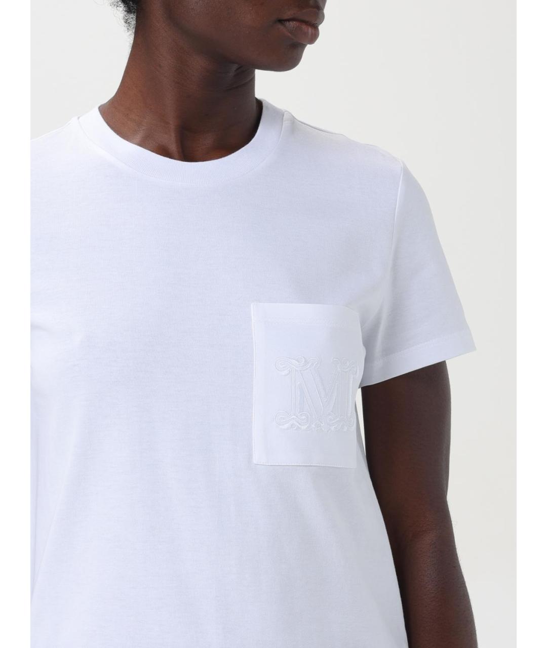 MAX MARA Белая хлопковая футболка, фото 5