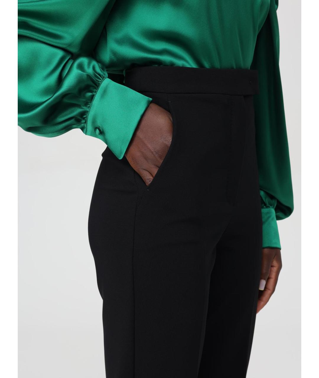 MAX MARA Черные вискозные прямые брюки, фото 6