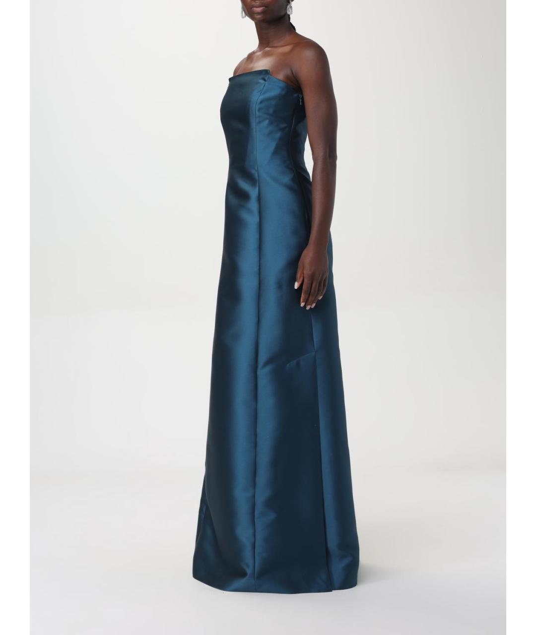 ALBERTA FERRETTI Синее синтетическое вечернее платье, фото 4