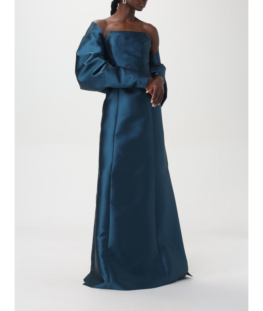 ALBERTA FERRETTI Синее синтетическое вечернее платье, фото 2