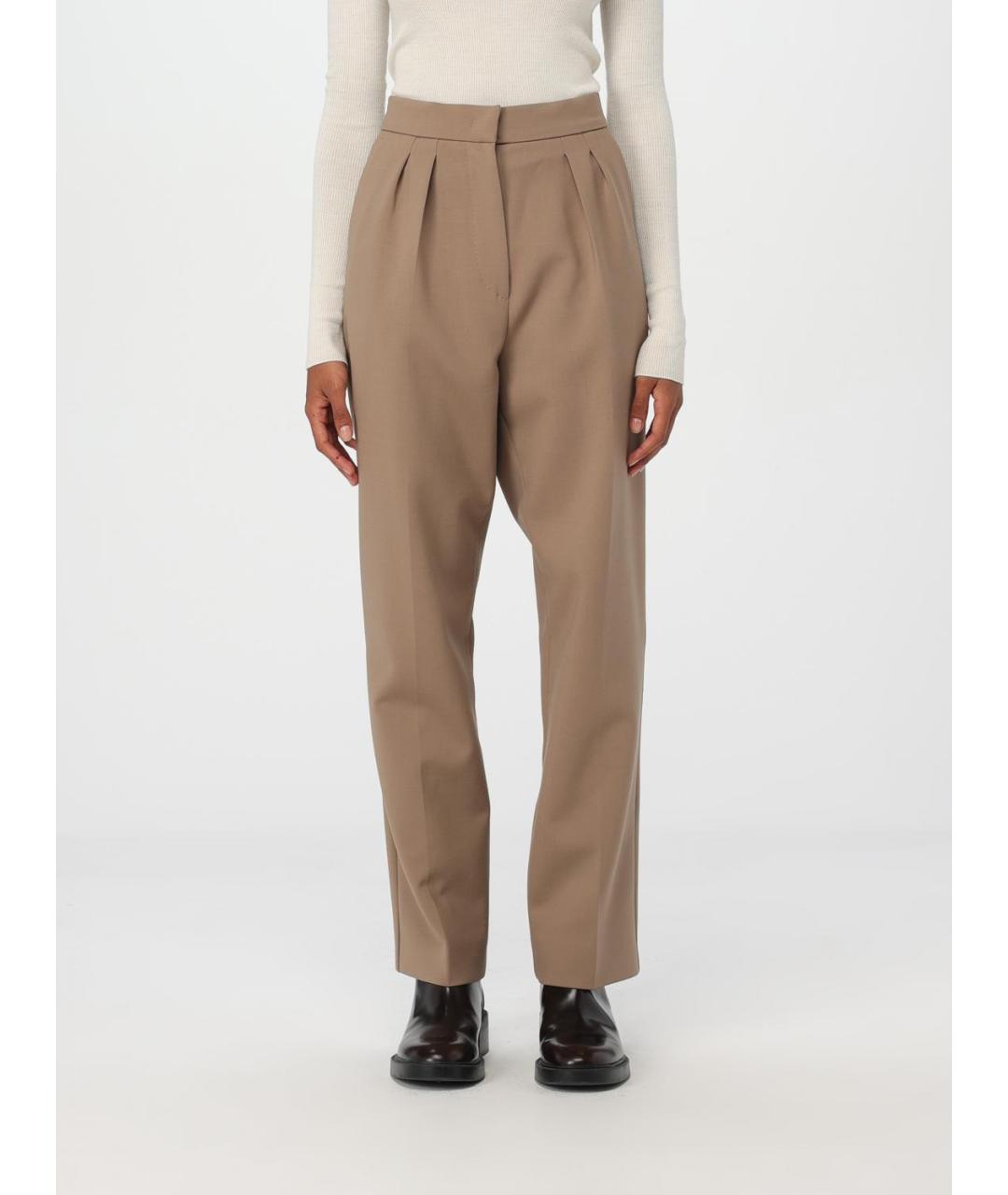 MAX MARA Бежевые шерстяные прямые брюки, фото 6