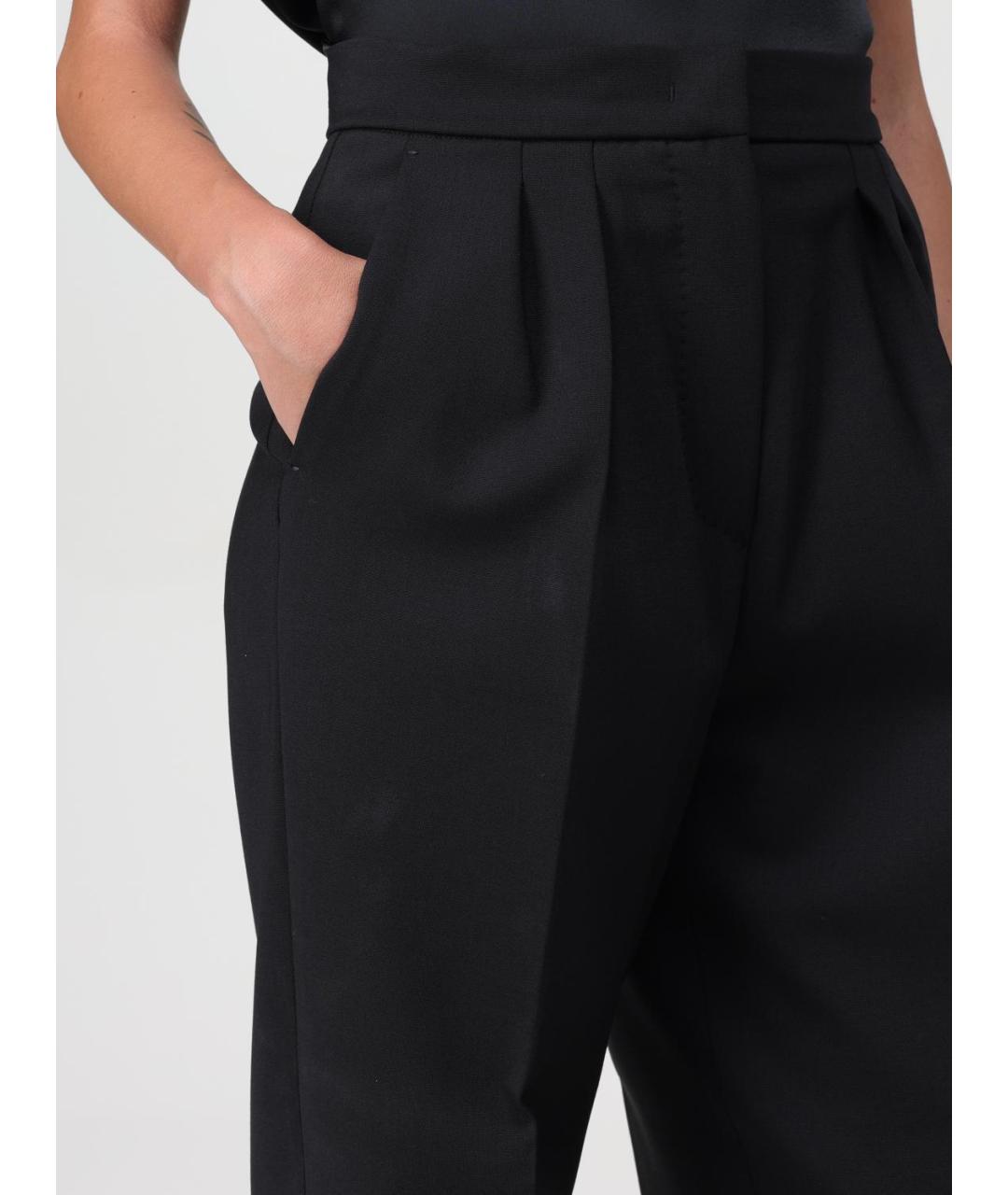 MAX MARA Черные шерстяные прямые брюки, фото 5