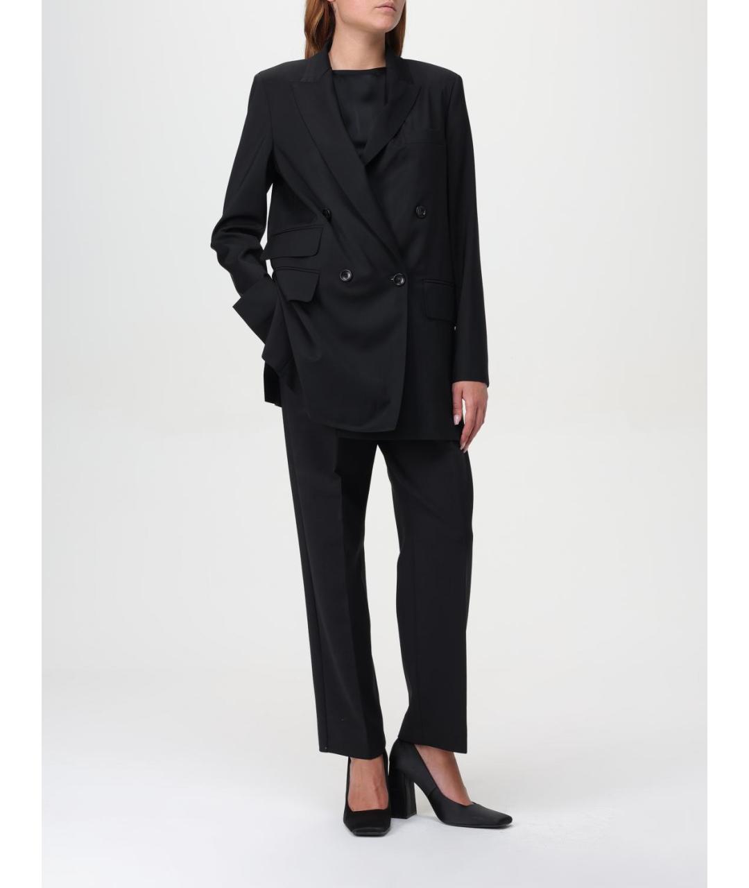 MAX MARA Черные шерстяные прямые брюки, фото 2