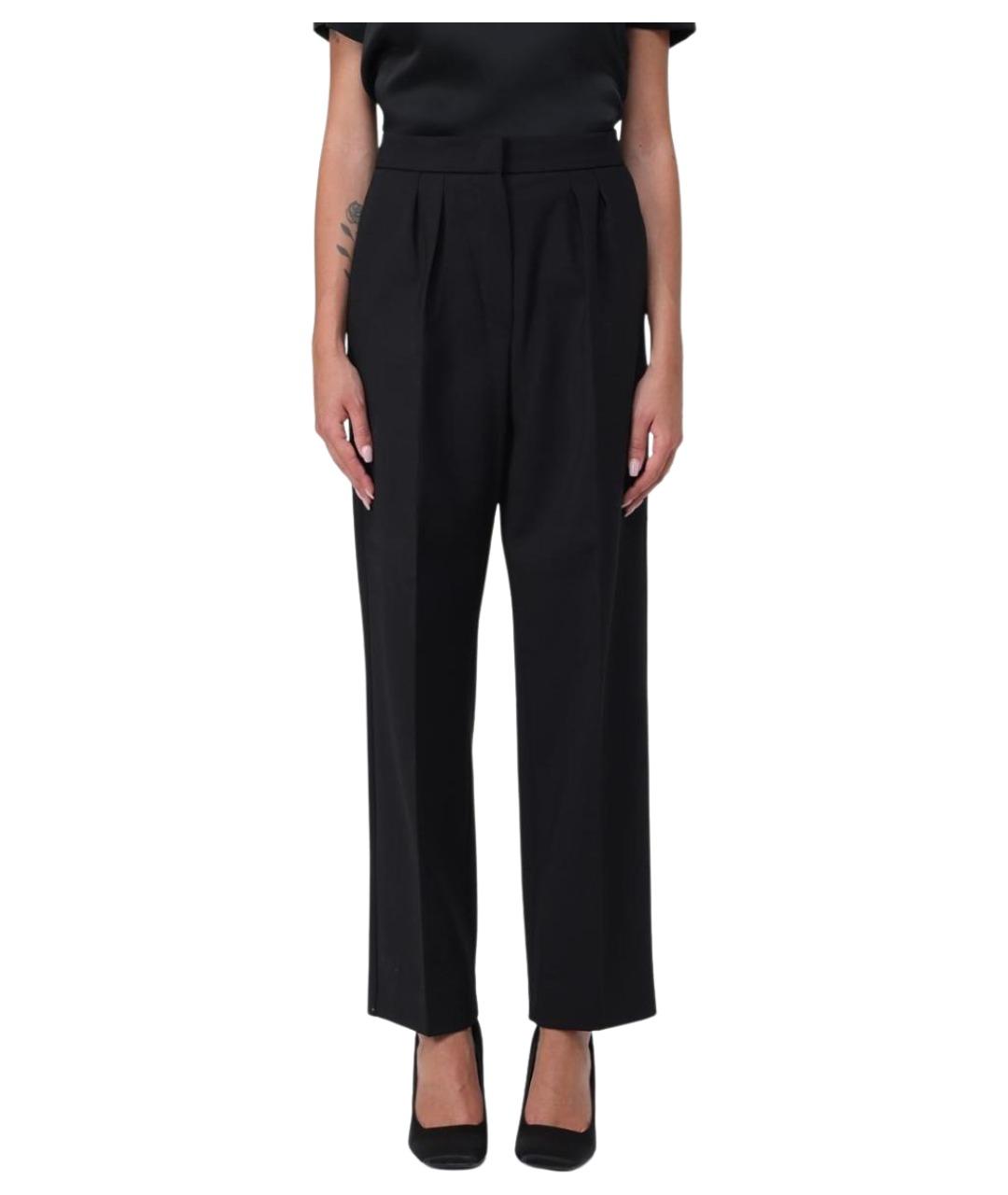 MAX MARA Черные шерстяные прямые брюки, фото 1