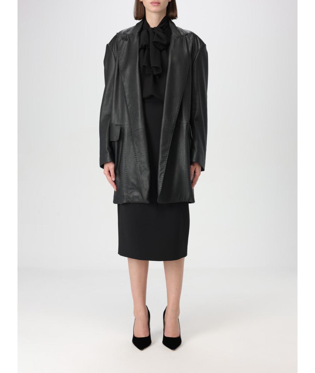 MAX MARA Черная кожаная куртка, фото 2