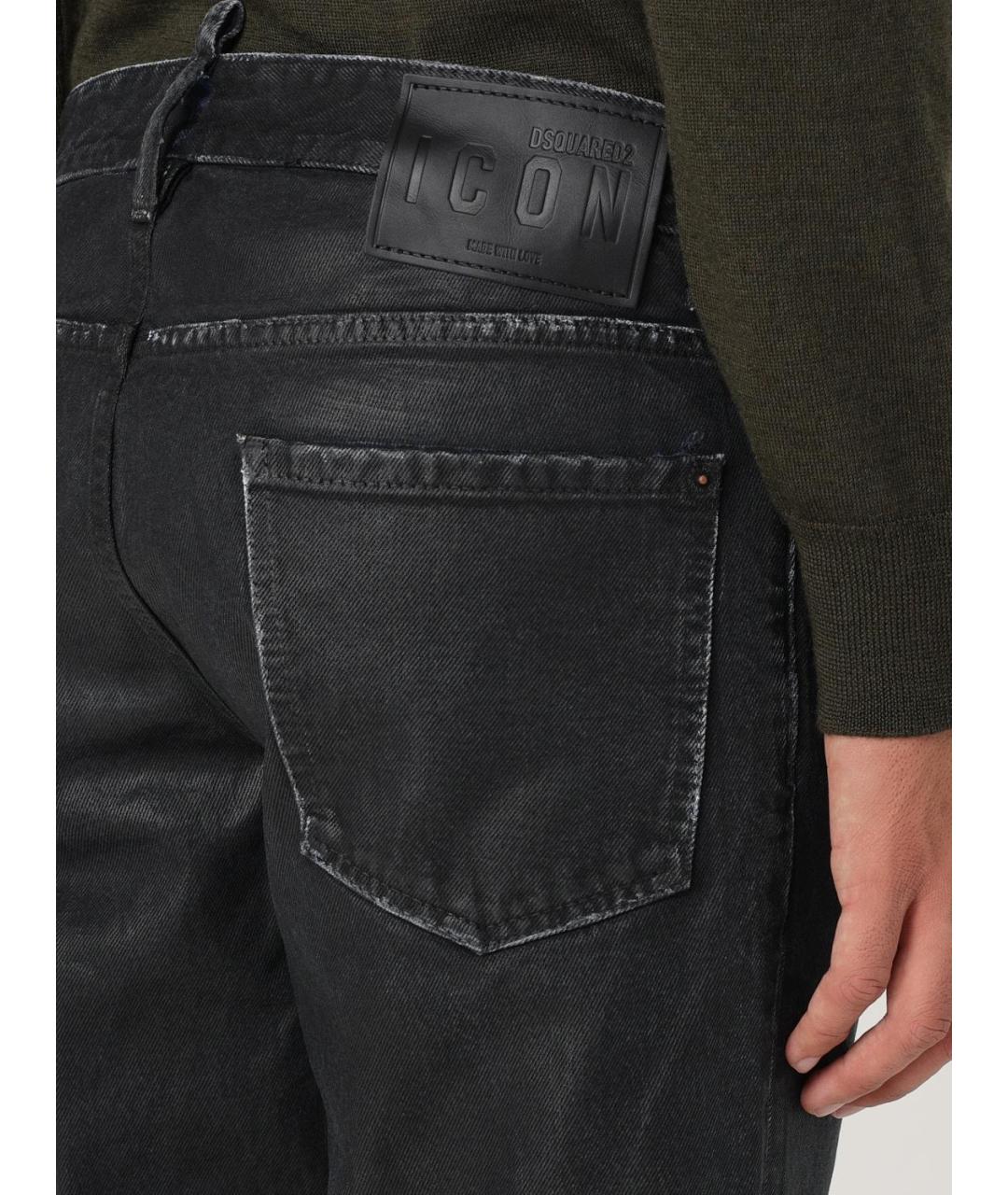 DSQUARED2 Черные хлопковые прямые джинсы, фото 5