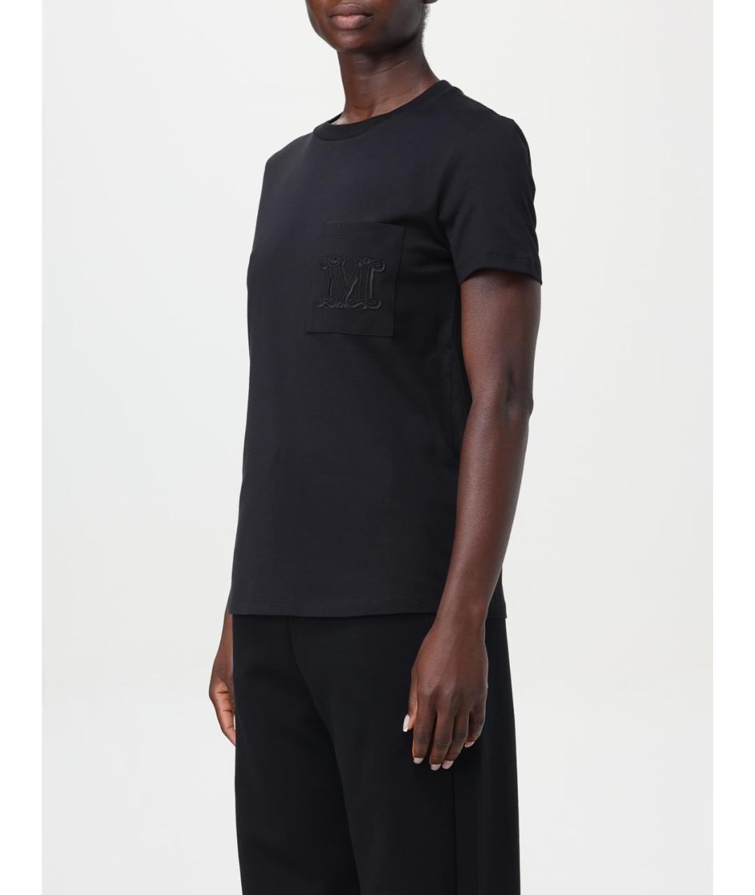MAX MARA Черная хлопковая футболка, фото 4