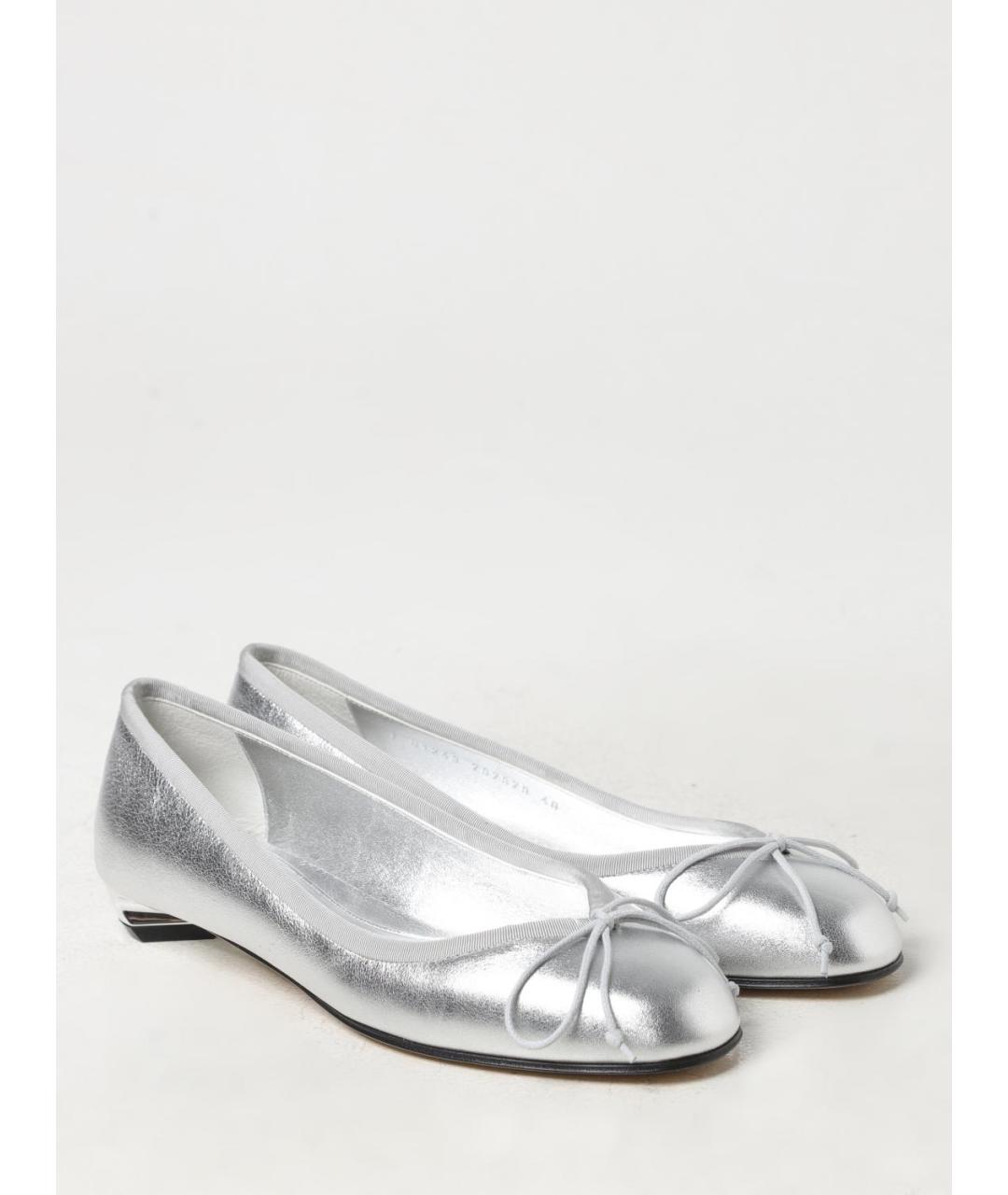 ALEXANDER MCQUEEN Серебряные кожаные балетки, фото 2