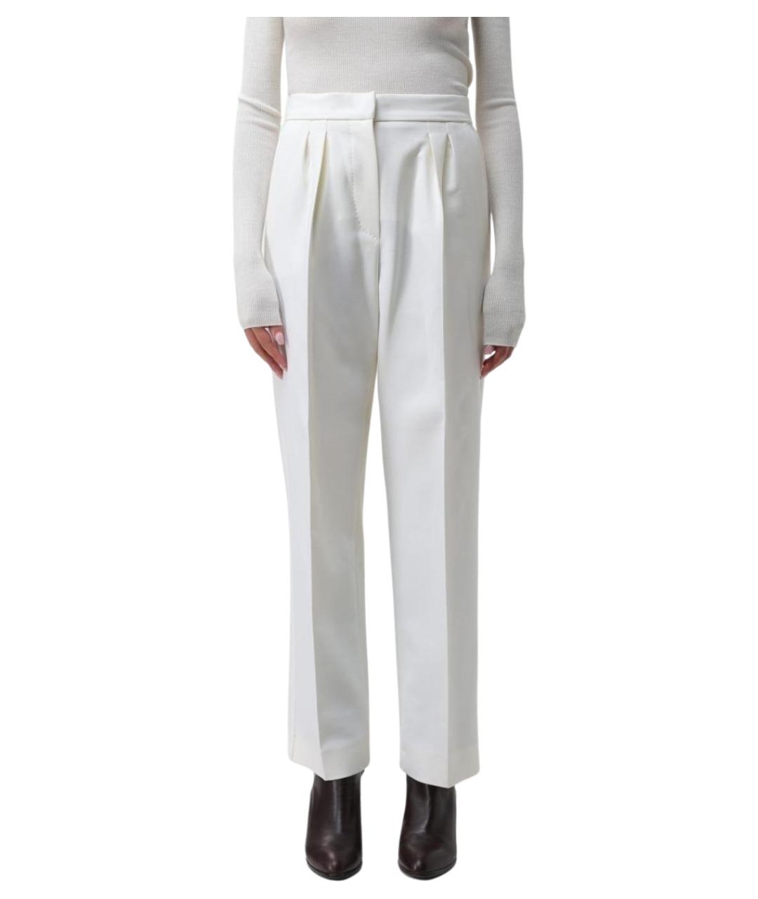 MAX MARA Белые шерстяные прямые брюки, фото 1